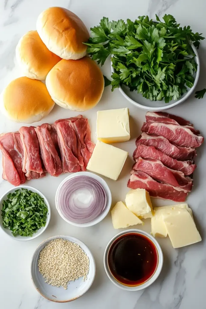 Fresh Ingredients for French Dip Sliders Recipe