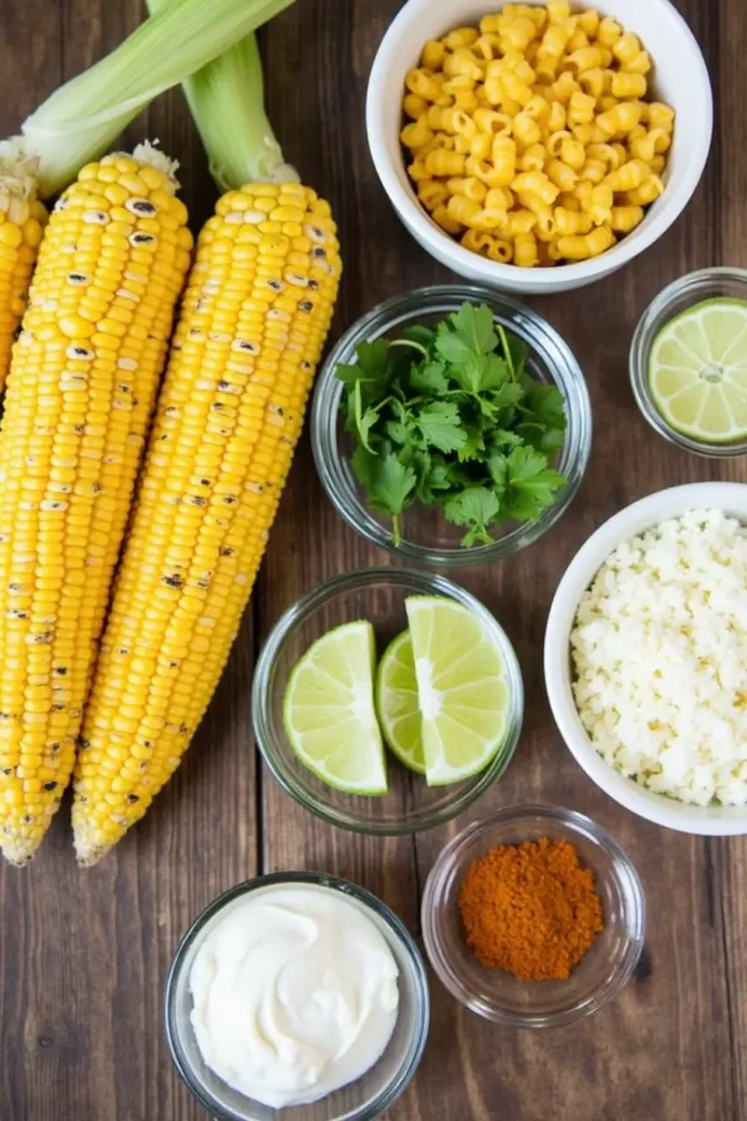 Ingredients for Mexican Street Corn Pasta Salad